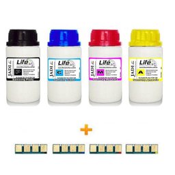 Kit 4 Refil Pó Toner + 4 Chip Samsung K406 C406 M406 Y406 - CLP365 C460W C460FW C410W - 1