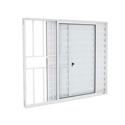 Janela Veneziana de Alumínio 3 Folhas Emborrachado com Grade 100x120cm Branco Allo Esquadrias - 1