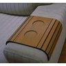 Bandeja Apoio Braço Sofá Suporte Esteira Flexível Madeira MDF Grosso 6mm C/ Porta Copos Marrom Mel - 5