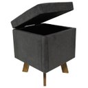 Ver imagem 1 de Puff Baú Retro Quadrado Suede Cinza