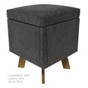 Ver imagem 2 de Puff Baú Retro Quadrado Suede Cinza