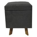 Ver imagem 4 de Puff Baú Retro Quadrado Suede Cinza