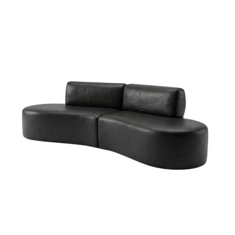 Sofá Orgânico Módulo Curvo Savana 02 Metros Corino Modena Preto - Montanari's Decor
