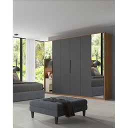 Guarda-Roupa Dermatez Atrice 6 Portas Com 2 Portas Em Espelho D66012K - 2