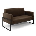 Ver imagem 2 de Sofá Namoradeira com 2 Poltronas Base Industrial Alta Preto Marisa Suede Marrom D03 - D\'rossi
