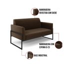 Ver imagem 6 de Sofá Namoradeira com 2 Poltronas Base Industrial Alta Preto Marisa Suede Marrom D03 - D\'rossi