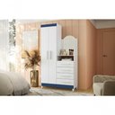 Ver imagem 1 de Guarda Roupa com Cômoda Solteiro New Capri 2 Portas 4 Gavetas MDP Espelho Branco Azul Flex 103cm