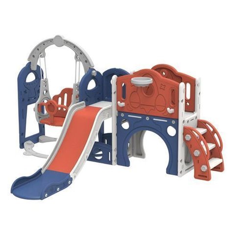 Playground Infantil 6 em 1 Parquinho 224cm Escorregador:vermelho