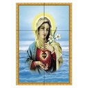 Ver imagem 1 de Quadro Imaculado Coração de Maria entre Nuvens 60x40 em Azulejos