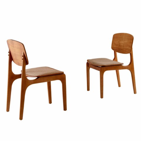 Conjunto com 2 Cadeiras Malta Gold em Madeira Maciça para Sala de Jantar Moderna Mobília