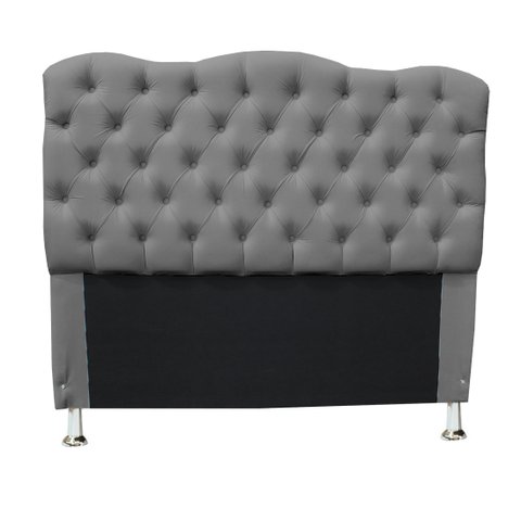 Cabeceira Capitone Estofada para Cama Box Casal Padrão 1.38 - Suede - Sv Decor:cinza Claro