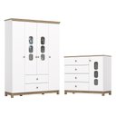 Ver imagem 1 de Jogo de Quarto Infantil Aconchego com Guarda Roupa e Cômoda Branco/jequitibá - Móveis Henn Branco
