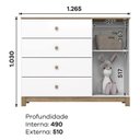 Ver imagem 6 de Jogo de Quarto Infantil Aconchego com Guarda Roupa e Cômoda Branco/jequitibá - Móveis Henn Branco