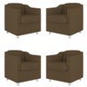 Kit 4 Poltronas Tilla Decorativas Consultório Sala Tecido Suede Cor:Marrom - 1