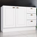 Ver imagem 1 de Armário de Cozinha Compacta para Pia 120 Cm Americana 2 Portas 3 Gavetas 100% Mdf Branco Hp - Pnr Mó