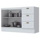 Ver imagem 3 de Armário de Cozinha Compacta para Pia 120 Cm Americana 2 Portas 3 Gavetas 100% Mdf Branco Hp - Pnr Mó