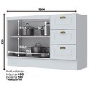 Ver imagem 5 de Armário de Cozinha Compacta para Pia 120 Cm Americana 2 Portas 3 Gavetas 100% Mdf Branco Hp - Pnr Mó