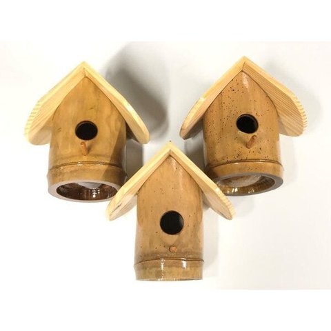 3 Ninhos Casa de Bambu para Pássaros Canários Artesanato