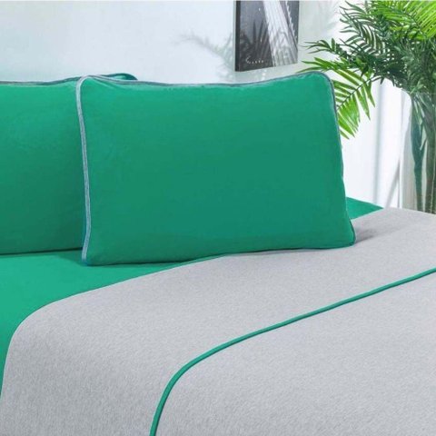 Jogo de Cama Malha Lençol 100% Algodão Urbano 4 Peças King - Verde Jade-mescla