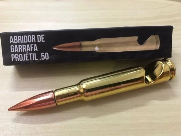 Abridor De Garrafa Projétil .50 Bélica Dourado - 3