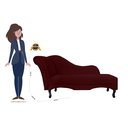 Ver imagem 4 de Recamier Decorativo Divã Olivia Suede Marsala Pés Madeira Ms Decor