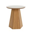 Ver imagem 1 de Mesa de Canto para Sala de Estar Ferrara 55x50cm D03 Base Hexagonal Freijó Off White - Lyam Decor