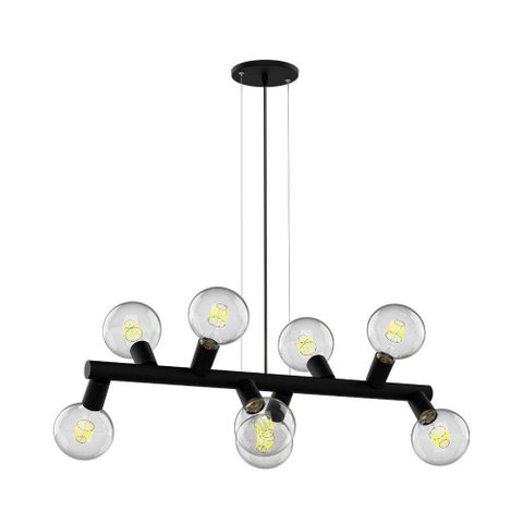 Lustre Pendente Taschibra Amora Preto para 8 Lâmpadas E27 Bivolt