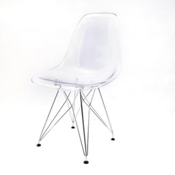Conjunto com 2 Cadeiras Eames Transparente - Base Eiffel Cromada  - 3