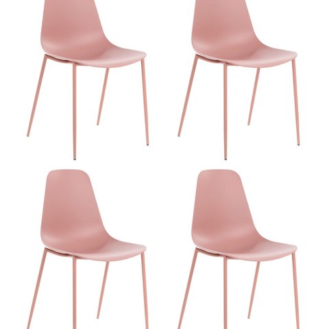 Kit com 4 Cadeiras em Polipropileno Miami Rosa/Rose
