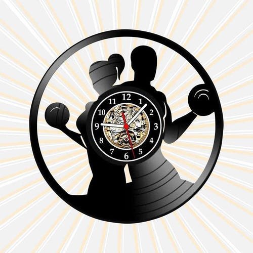 Relógio Parede Academia Fitness Musculação Vinil Lp Decora - 1
