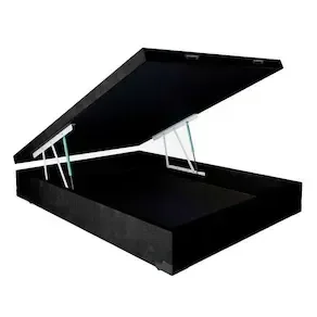 Cama Box Baú Casal Preto Sintético 42x138x188