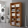 Armário Multiuso 2 Portas 8 Nichos 1 Prateleira para Lavanderia Quarto ou Escritório:nature/ Off Whi - 2