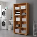 Ver imagem 2 de Armário Multiuso 2 Portas 8 Nichos 1 Prateleira para Lavanderia Quarto ou Escritório:nature/ Off Whi