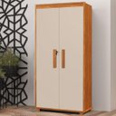 Ver imagem 3 de Armário Multiuso 2 Portas 8 Nichos 1 Prateleira para Lavanderia Quarto ou Escritório:nature/ Off Whi