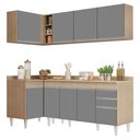 Ver imagem 1 de Armário de Cozinha Modulado de Canto Direito 4 Peças Cp41 Balcão com Tampo Castanho/cinza - Lumil Lu