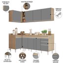 Ver imagem 3 de Armário de Cozinha Modulado de Canto Direito 4 Peças Cp41 Balcão com Tampo Castanho/cinza - Lumil Lu