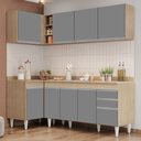 Ver imagem 2 de Armário de Cozinha Modulado de Canto Direito 4 Peças Cp41 Balcão com Tampo Castanho/cinza - Lumil Lu