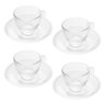 Cj 4 Xícaras P/Café C/Pires Cristal Pearl Bolinha Transparente 80ml Wolff - 1