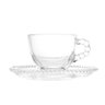 Cj 4 Xícaras P/Café C/Pires Cristal Pearl Bolinha Transparente 80ml Wolff - 3