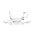 Ver imagem 3 de Cj 4 Xícaras P/Café C/Pires Cristal Pearl Bolinha Transparente 80ml Wolff