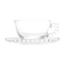 Cj 4 Xícaras P/chá C/pires Cristal Pearl Bolinha Transparente 180ml Wolff - 4