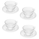 Ver imagem 1 de Cj 4 Xícaras P/chá C/pires Cristal Pearl Bolinha Transparente 180ml Wolff