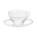 Ver imagem 2 de Cj 4 Xícaras P/chá C/pires Cristal Pearl Bolinha Transparente 180ml Wolff