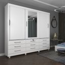 Ver imagem 2 de Guarda Roupa Chicago 3 Portas 9 Gavetas Com Espelho e Pés Tcil:Branco