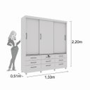 Ver imagem 5 de Guarda Roupa Chicago 3 Portas 9 Gavetas Com Espelho e Pés Tcil:Branco