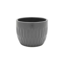 VASO CER&Acirc;MICA EMBOSSED GROOVE CINZA 12,2 X 12,2 X 9,7 CM - 2
