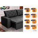 Ver imagem 4 de Sofá Cama Retrátil Reclinável 2,30m Bangkok Suede Velut Cinza Molas no Assento - King House