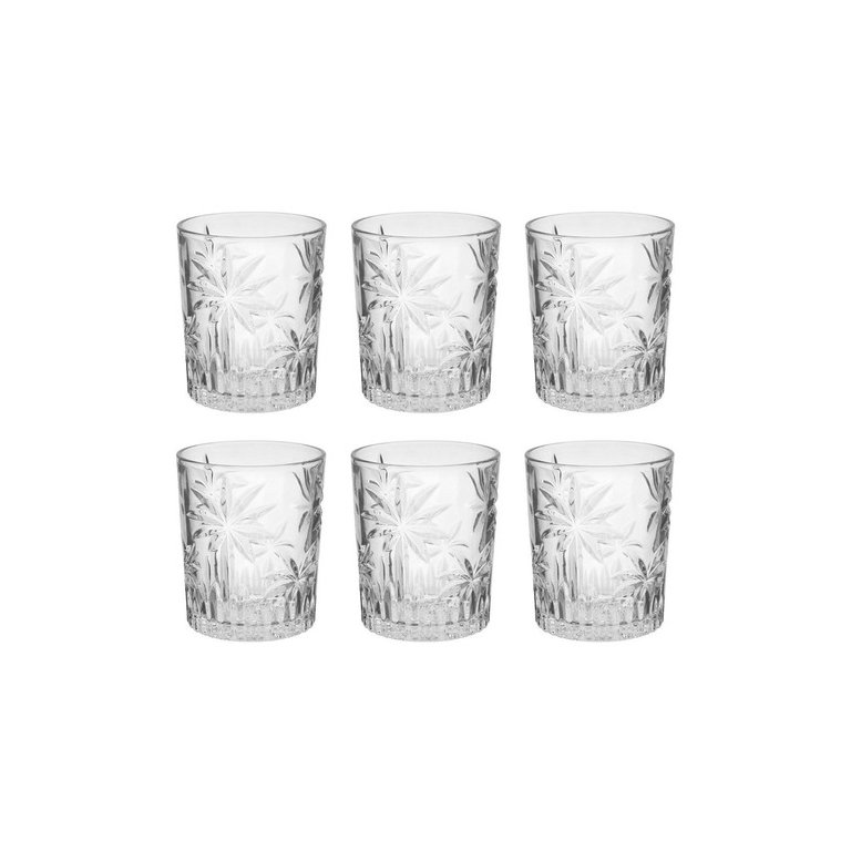 6 Copos Baixos Cristal Palm Tree 340ml Transparente