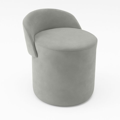 Puff Encosto Confortável Sala Estilo Moderno Redondo Suede:cinza