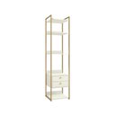 Ver imagem 2 de Armário para Escritório Multiuso Estrutura Metálica 2 Gavetas e 5 Prateleiras Indústrial Branco/Of White/Dourado